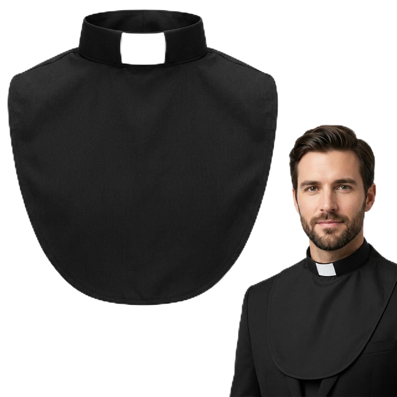 2 Pcs Priest Costume, Priest, Collars For Women, Detachable Costume Tab Collars for Clergy Shirt Men Women, for Church Services, Wedding & Fancy Dress, Professional Vicar Minister Costume Accessory