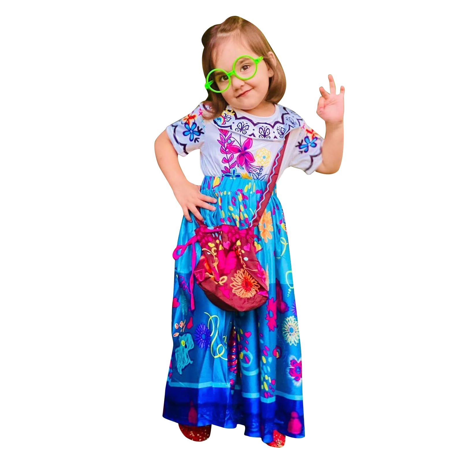 Disnnie Vestito Costume Mirabel Bambina - Costume Isabella Encanto per Ragazze Halloween Cosplay Carnevali Vestito
