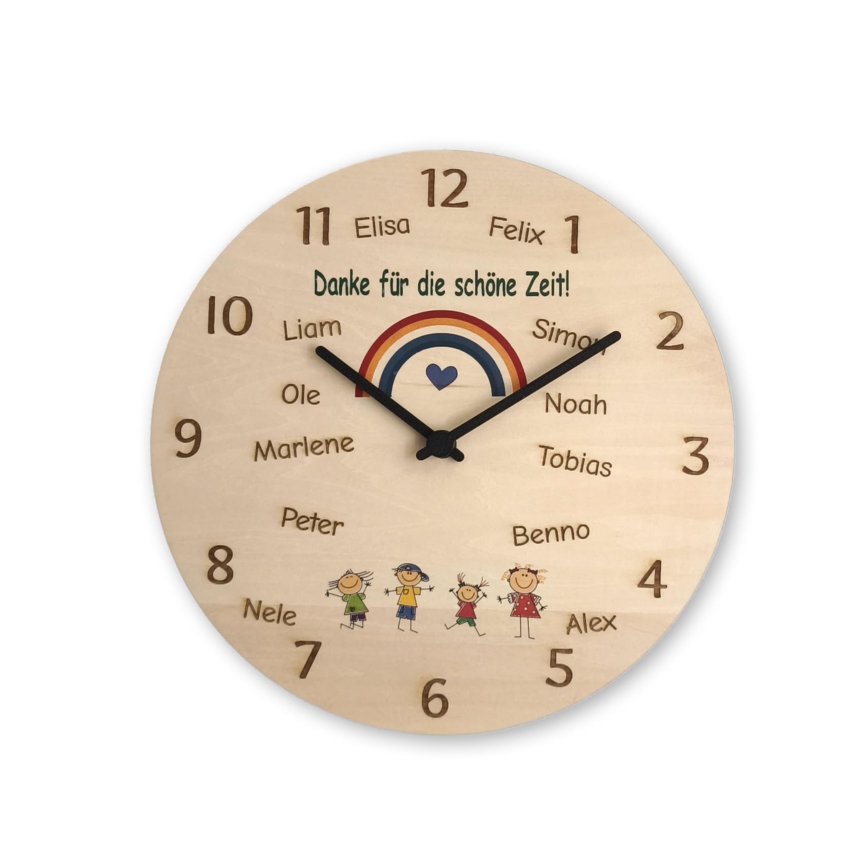 Personalisierte Abschiedsuhr Holz für die Kita Geschenk zum Kita-Abschied – Wanduhr für Kinder – Kindergarten Abschiedsgeschenk – mit Namen