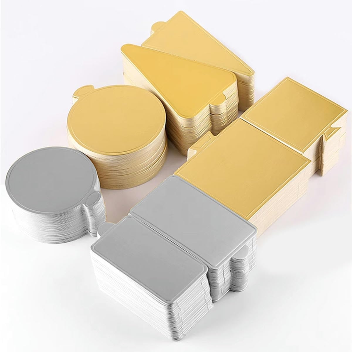 Mini base in cartone sottotorta dorata sottotorta mousse 100 pezzi vassoio da esposizione dessert piatti per torta per decorare-dorato-quadrato-L