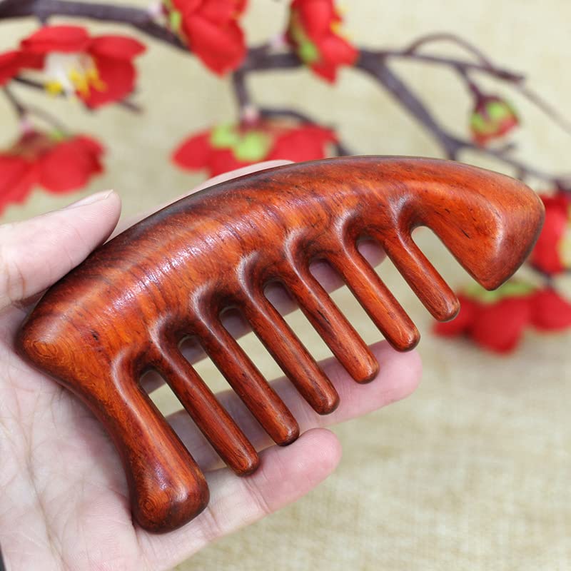 Mascot Wooden crafts Wood carving art Wood decoration artwork 悉角紫檀木梳 便携化妆梳子 健康手柄木梳雕花工艺(4号)