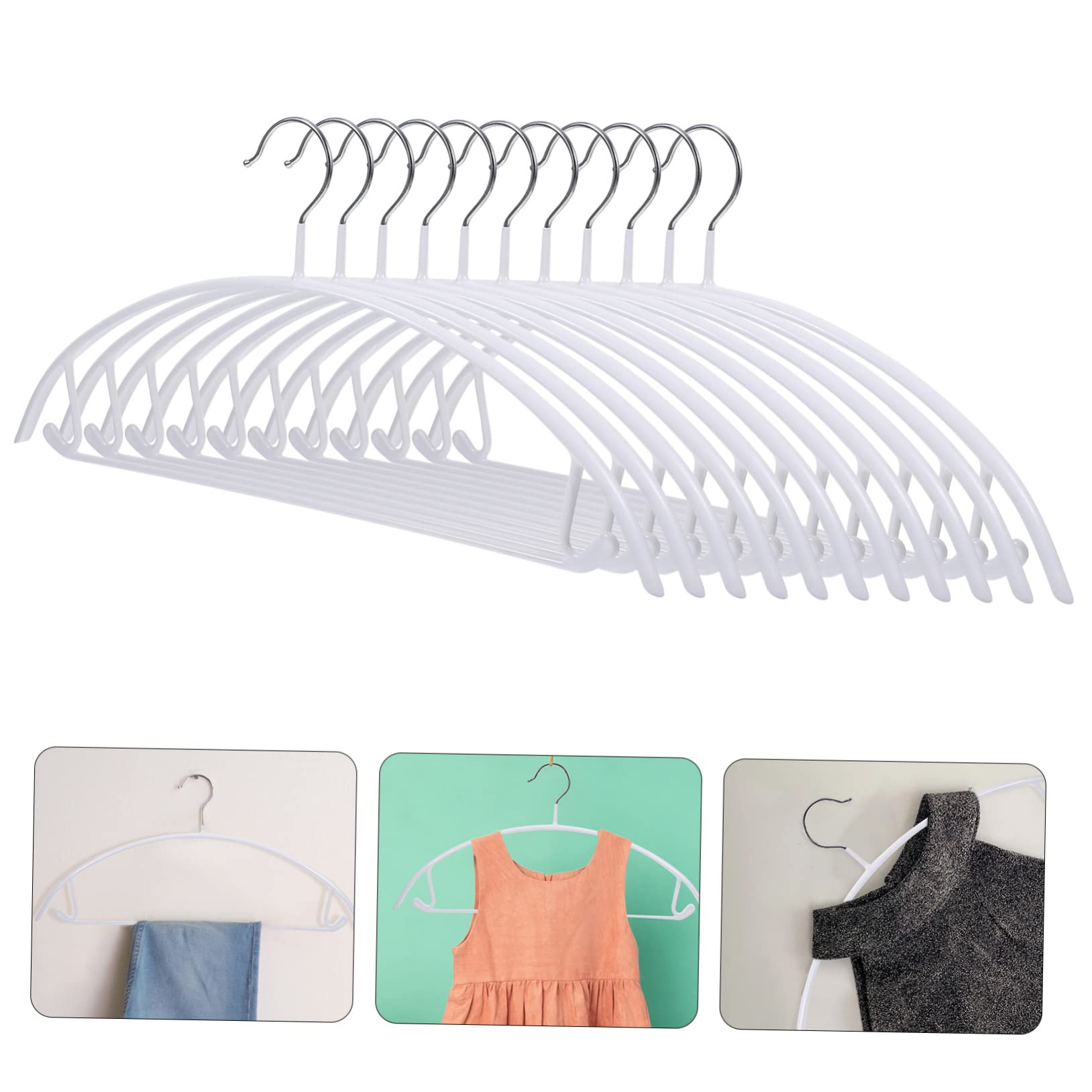 Set 10 Grucce in Pvc a Semicerchio Bianco, Appendini Antiscivolo e Resistenti Fino a 8kg per Giacche Imbottite e Gonne, per Armadi Invernali