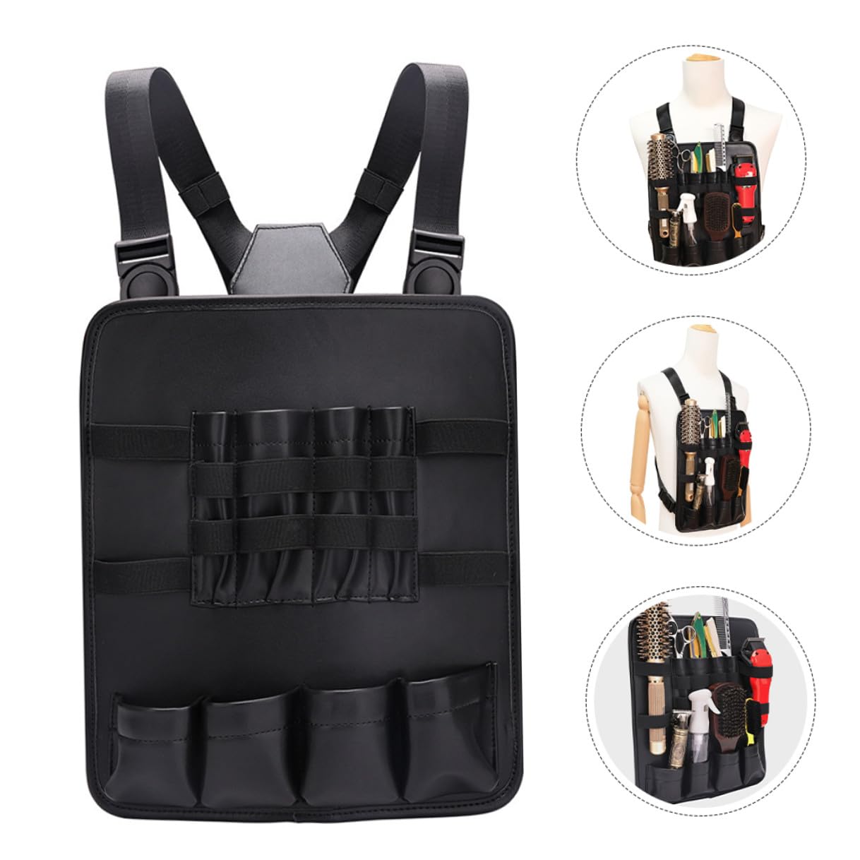 MAGICLULU Bolso de Pecho Ergonómico para Barbería con Correas Ajustables Diseño Elegante y Moderno Estuche Organizador para Tijeras Peines y Herramientas de Peluquería para Peluqueros y