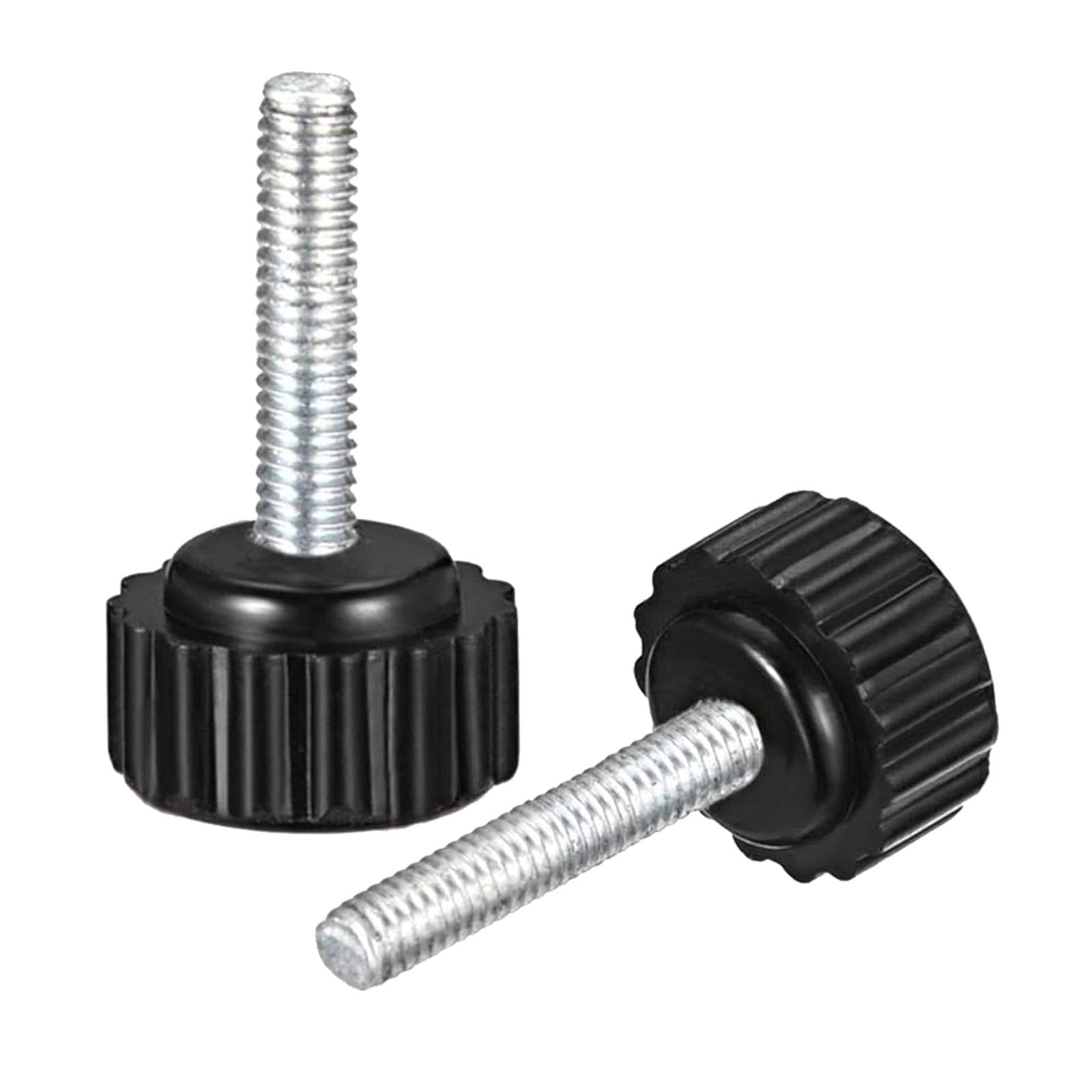 TOP-VIGOR 3Pcs M6 x 15mm Male Thread Knurled Clamping Knobs Grip Thumb Screw on Type Round Head, Black, Silver Tone, 3Pcs*M6 x 15mm - Image 3