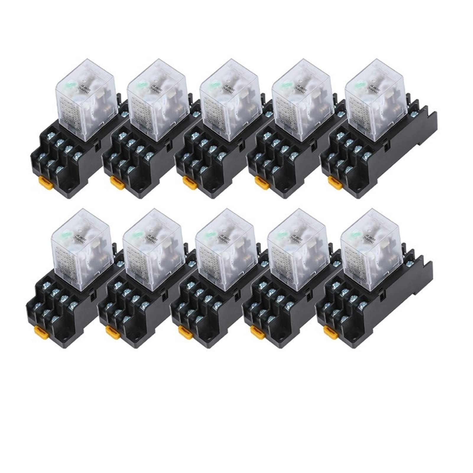 relais 10Set My4nj HH54PL AC/DC 12/24/36V/48V/110/220V/380V Spule 4no 4nc Grün LED Indikatorleistung Relais LÄRM Schiene 14 Pin Basis Elektronische Komponenten ( Current Range : DC , Size : 24V )