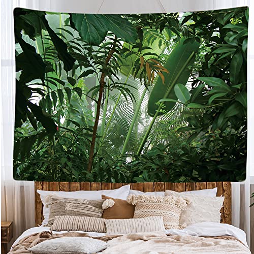 Ulticool, Decorative Wall Tapestry Bedroom, Tropical Forest Nature Eco Green Plants, 200 x 150 cm Large, Fabric Wallpaper - Image 2