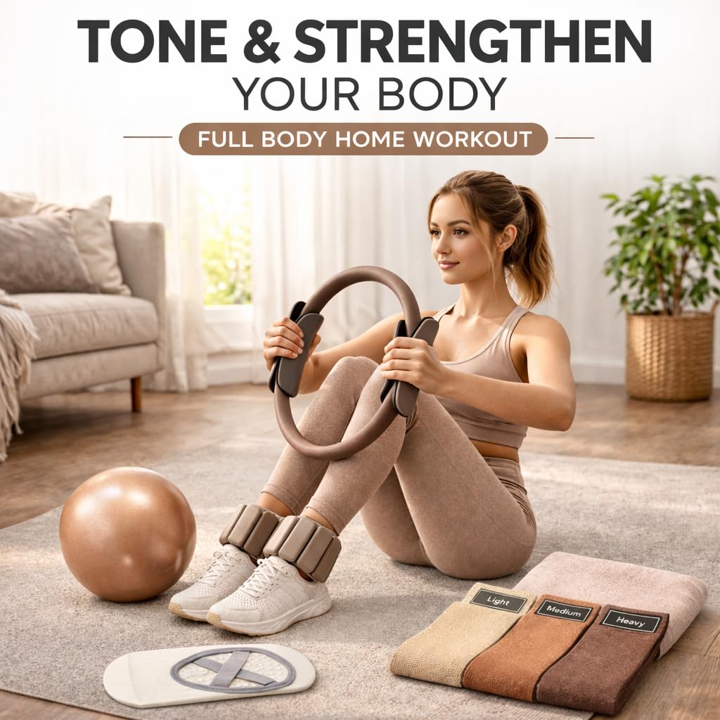 Kit Pilates Complet – Ballon, Anneau, Élastiques, Poids de Cheville, Ballerines Antidérapantes