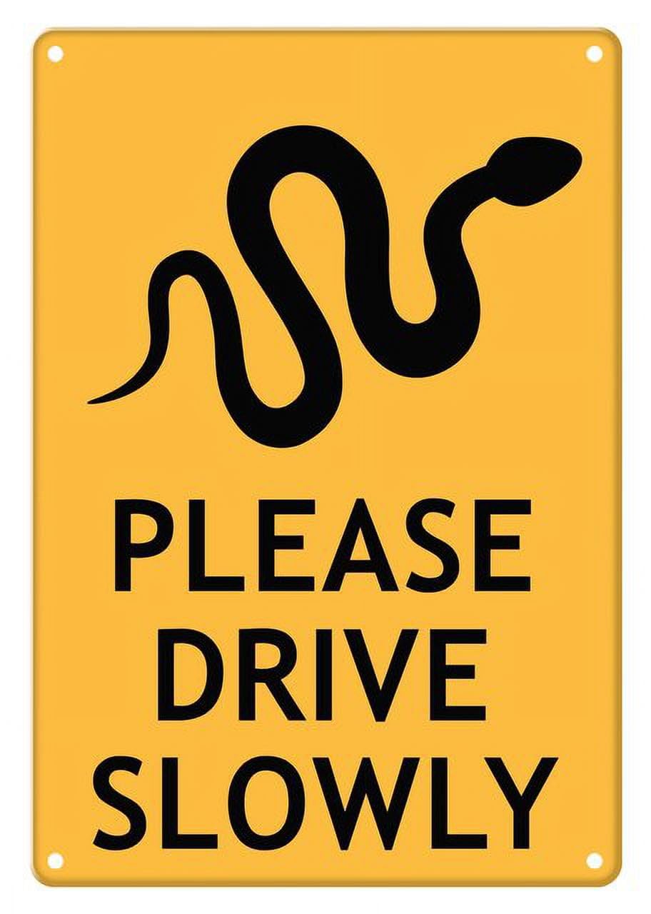 peiyeety Snakes Please Drive Slowly Aluminum Tin Sign for Home Kitchen Wall Decor 12x16 Inches