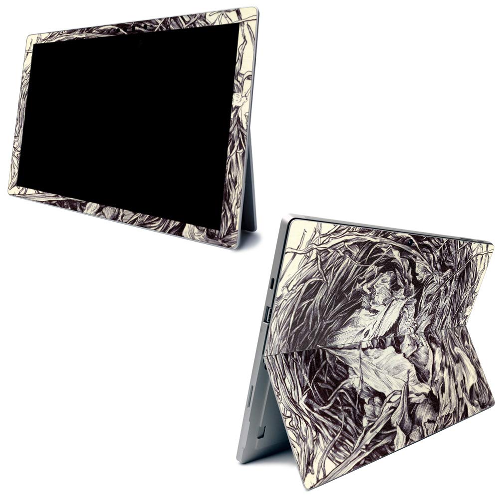 MightySkins Carbon Fiber Skin for Microsoft Surface Pro 7 - Nest Sketch | Textured Carbon Fiber Finish | Easy to Apply, Remove, and Change Styles | Made in The USA