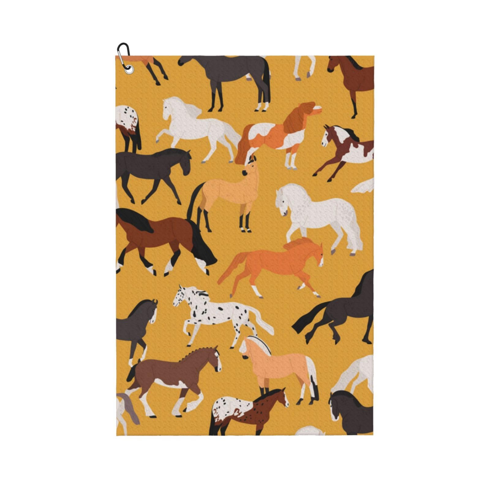 Hnnkloy Various Kinds Of Horses, 16x24 in Portable Waffle Golf Towels with Carabiner Clip for Golf Bag