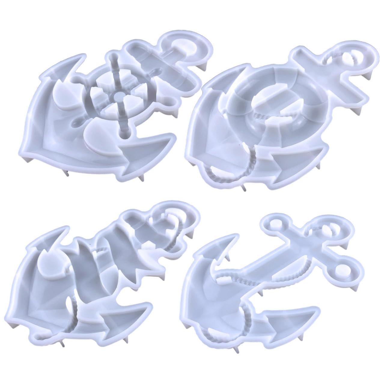 Hemobllo 4 pezzi Stampi in Silicone per Artigianato Fai da Te Forma di Ancora Resistente e Flessibile per Decorazioni Murali Facile da Sformare e Lavabile