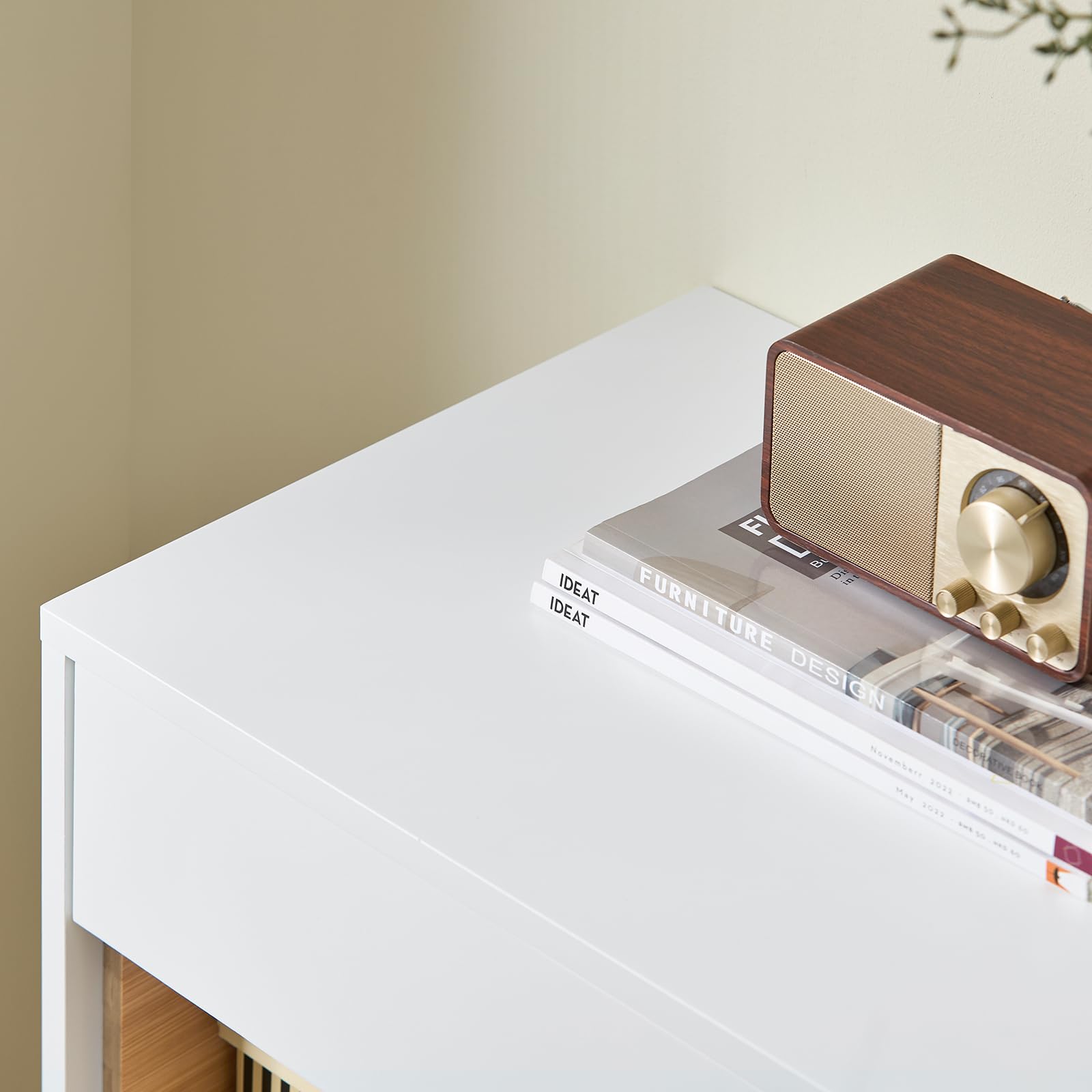 SoBuy Credenza Cucina Mobile Soggiorno – Madia Salvaspazio con Cassetto e Ripiani Regolabili - Mobiletto Ingresso Multiuso Per Cucina, Ingresso o Salotto - Bianco/Naturale 60x34x85cm FSB97-WN