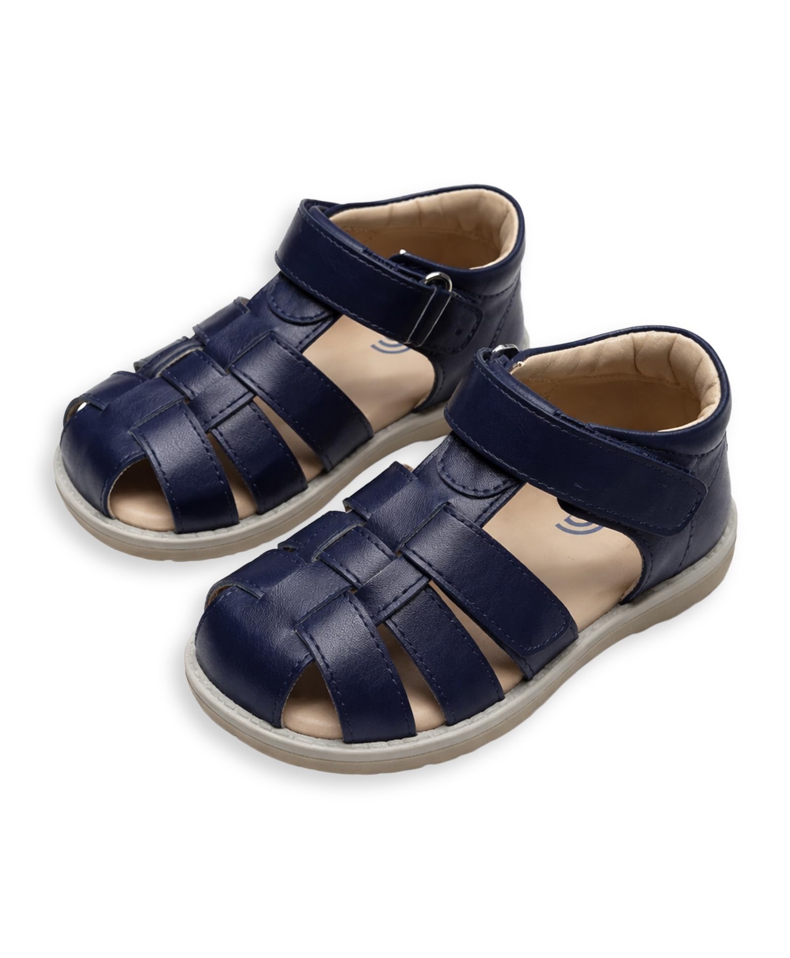 mi arcus Leather Sandals with Adjustable Velcro Strap- Navy Blue-picture-34