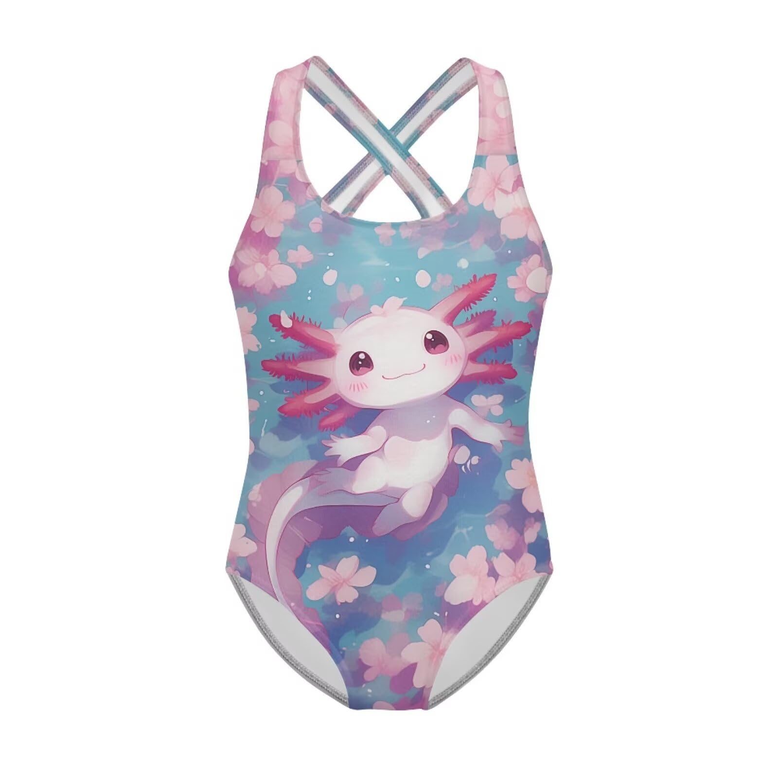 Xpyiqun Swimsuit for Girls One Piece Bathing Suits Size 5-14 Sleeveless Swimwear Cross Shoulder Strap Swimming Wear