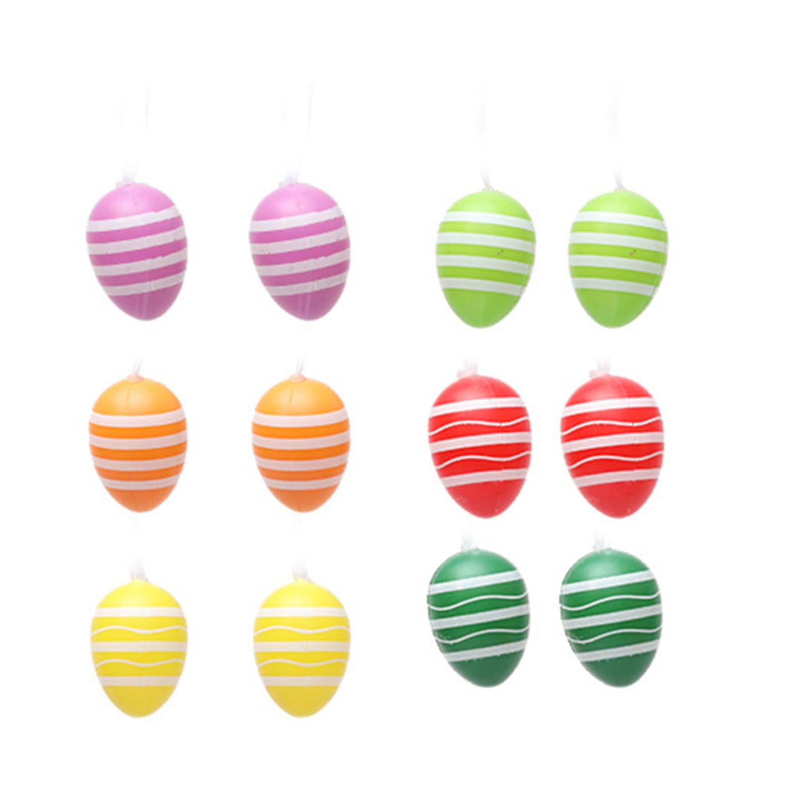 Tsophreniq Paint Eggs Easter Eggs Hangable Ornament Easter Party Decors with Lanyards Garden Holiday Supplies 12PCS Paint