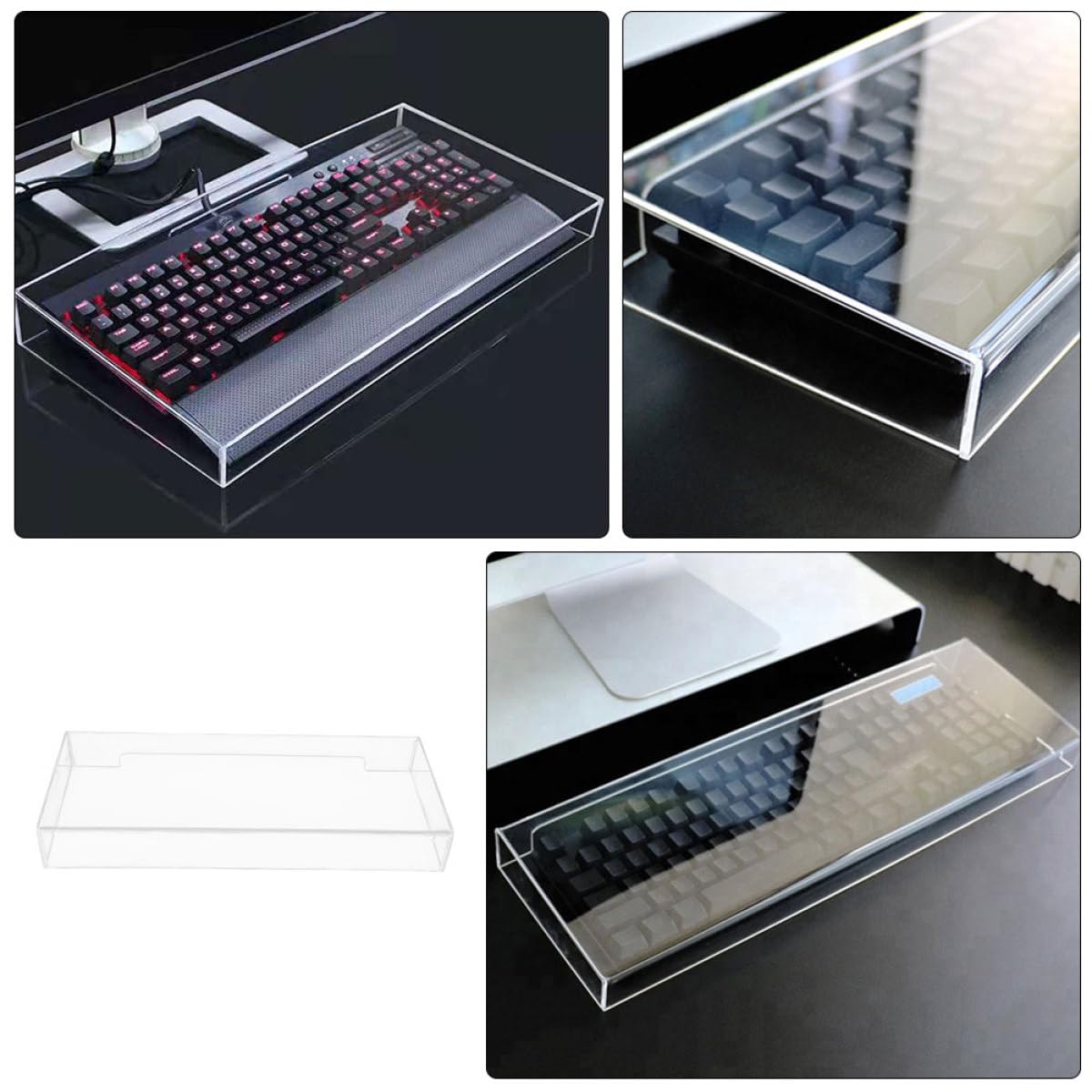 SHERCHPRY Funda para Teclado Acrílica Transparente para Teclado Mecánico Tamaño 470x235x55 Mm Cubierta Antipolvo Resistente de Escritorio