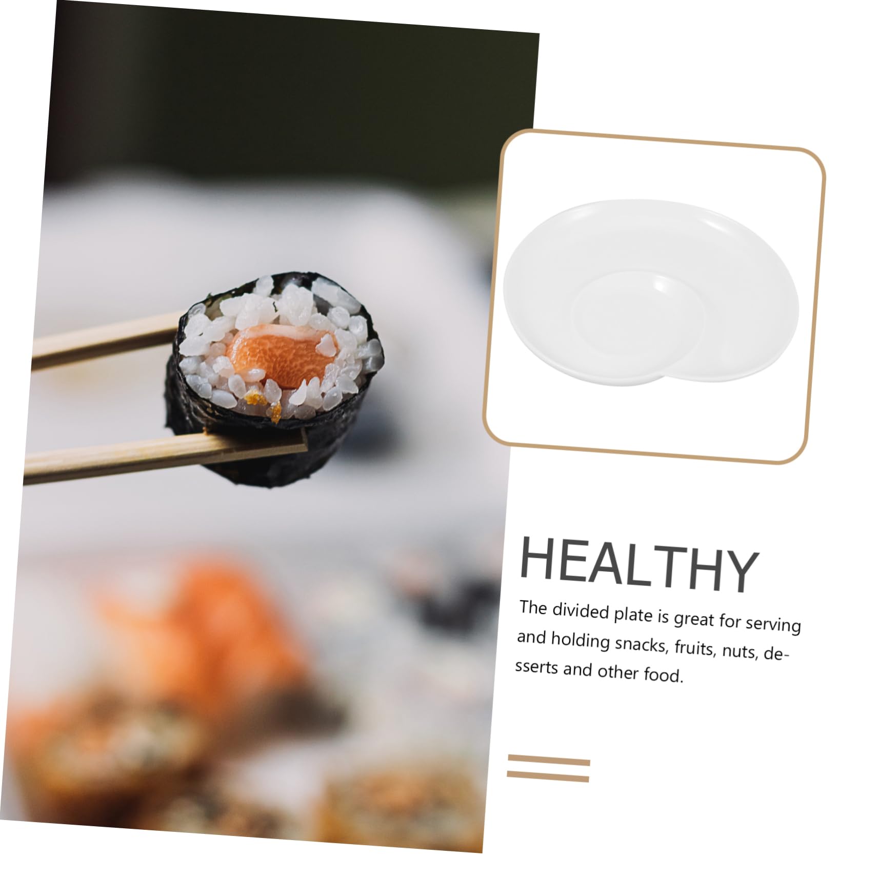 STOBAZA Divided Ceramic Plate with Sauce Holder Shell Shaped Food Container for Dumplings Sushi Salad and Snacks for Home and Restaurant Use