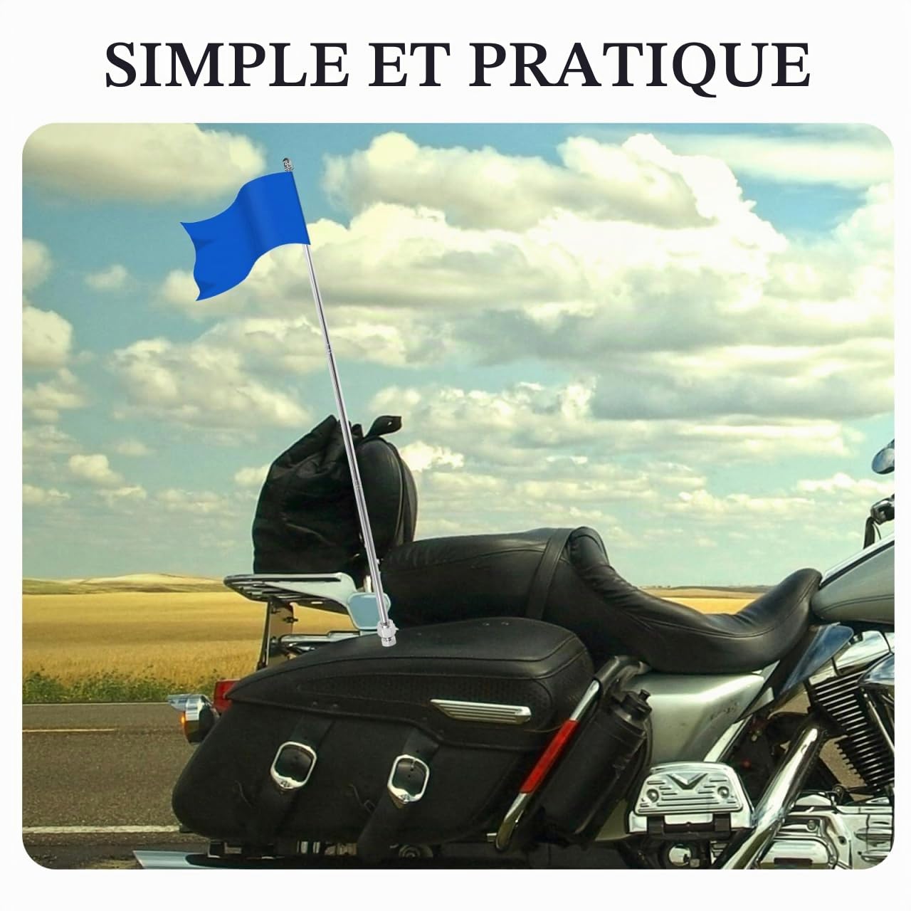 Angoily Mât de Drapeau de Mât de Drapeau Réglable 47 Pouces Rétractables Supports de Drapeau de pour Porte-Bagages VTT Vélo de Route Offroad Accessoires