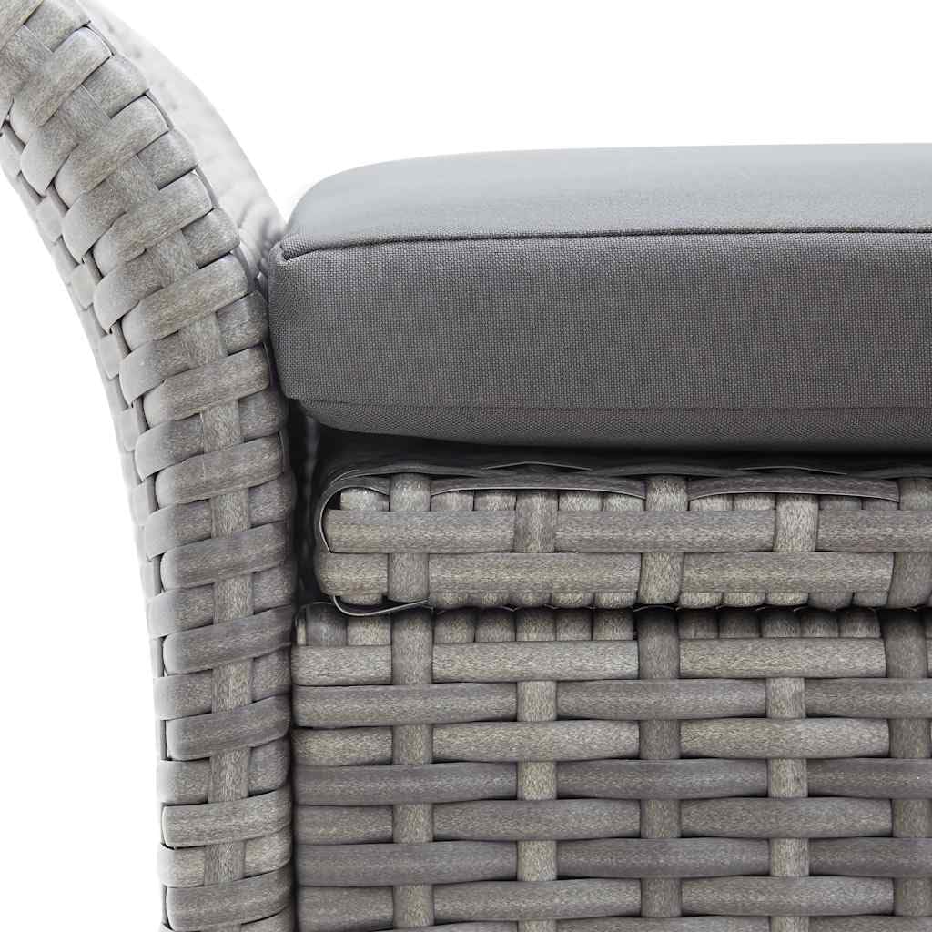 vidaXL Truhenbank mit Auflage Gartenbank Gartentruhe Kissentruhe Kissenbox Sitzbank Rattanbank Bank Box Auflagenbox Grau 138cm Poly Rattan