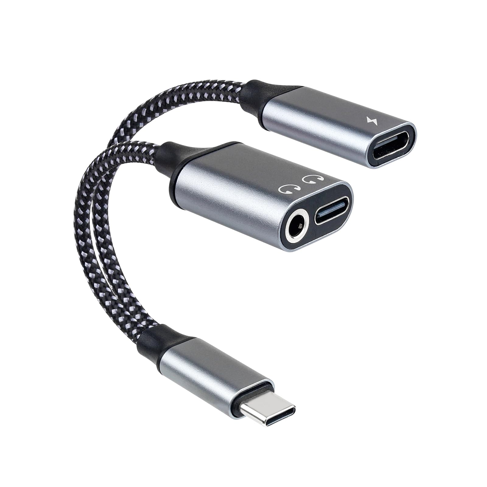 Adaptador de auriculares USB-C a 3.5 mm, soporta carga rápida PD de 60 W, 3 en 1 tipo C a AUX, interfaz de audio tipo C y carga USB-C, calidad de sonido DAC de alta fidelidad, compatible con iPhone 15