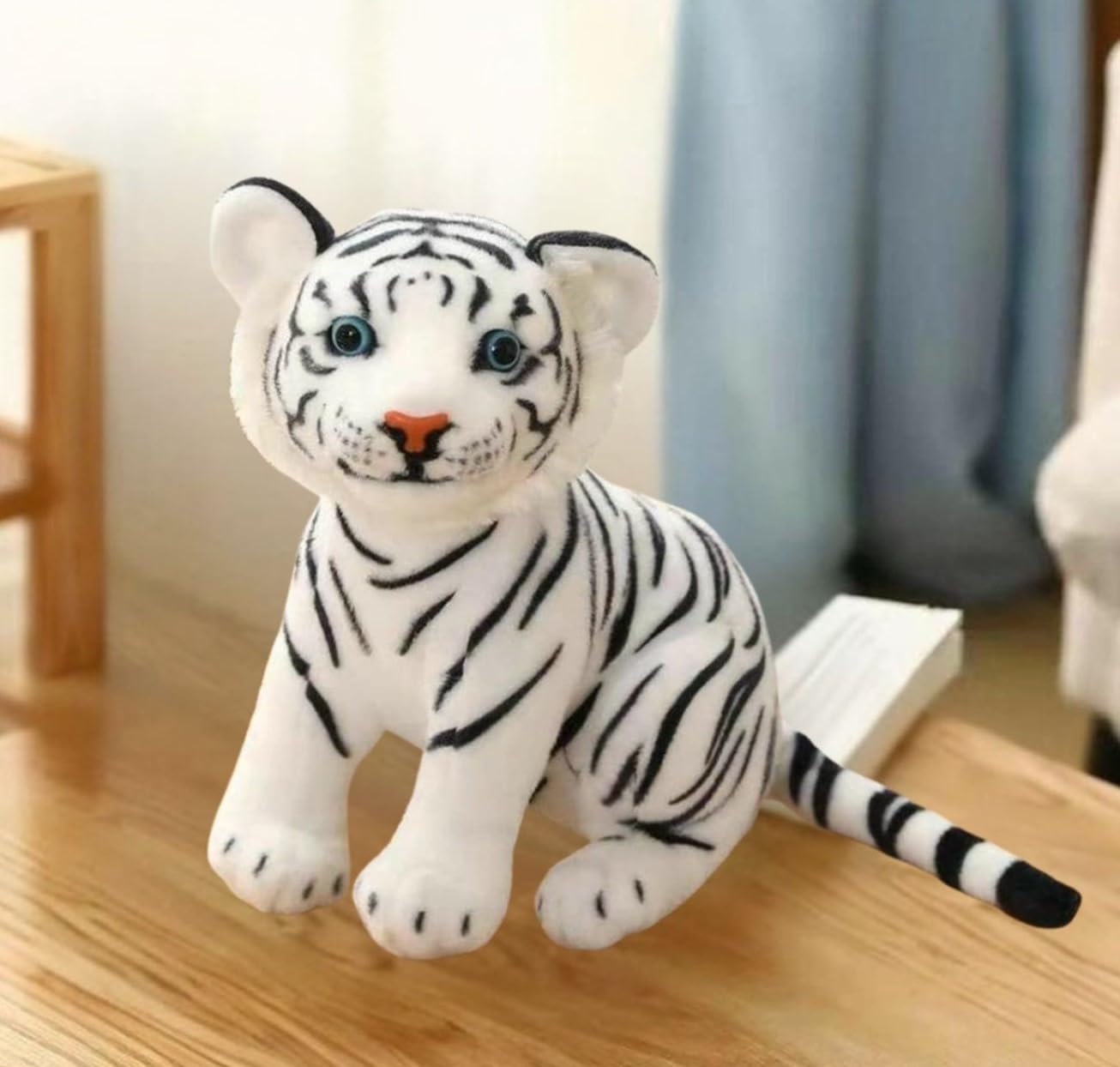 Tickles Siberian White Tiger Soft Stuffed Plush Animal Toy for Kids Boys & Girls Birthday Gift (Color: White Size: 25 cm)-picture-50