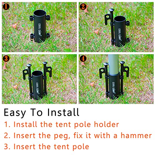 Jeebel Camp Awning Poles Holder Windproof Tarp Poles Fixed Holder 2 Set Awning Tent Rod Holder Stand Fit for Tarp Poles Less Than 1.3in - Thumbnail 5