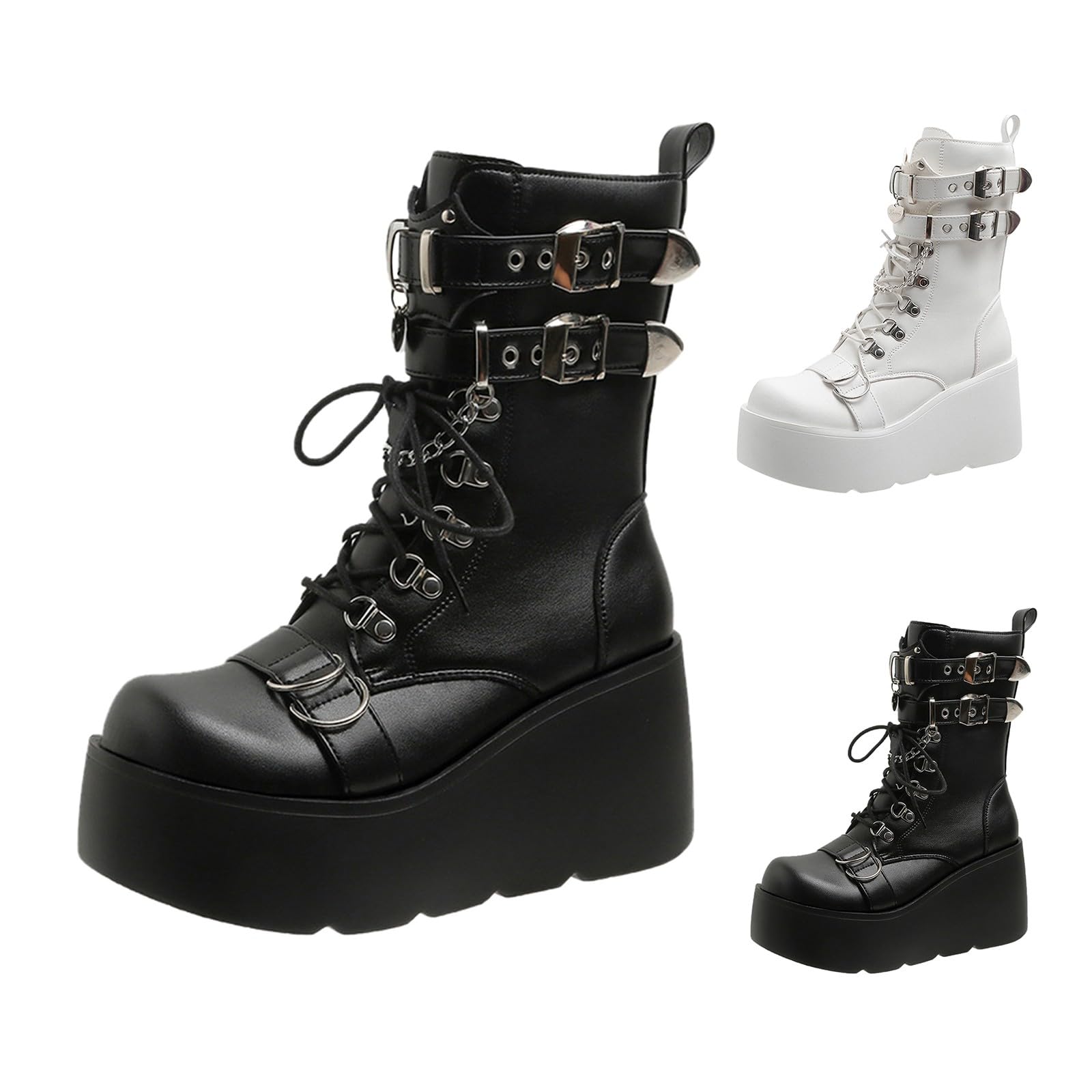 Stivali Donna Antiscivolo Stivaletti con Lacci e Cerniera Comodi Eleganti Stivaletto Leggero Caldi Robusti Versatili Stivali da Pioggia Autunno Inverno Stivaletti per Outdoor Neve Giardino e Trekking