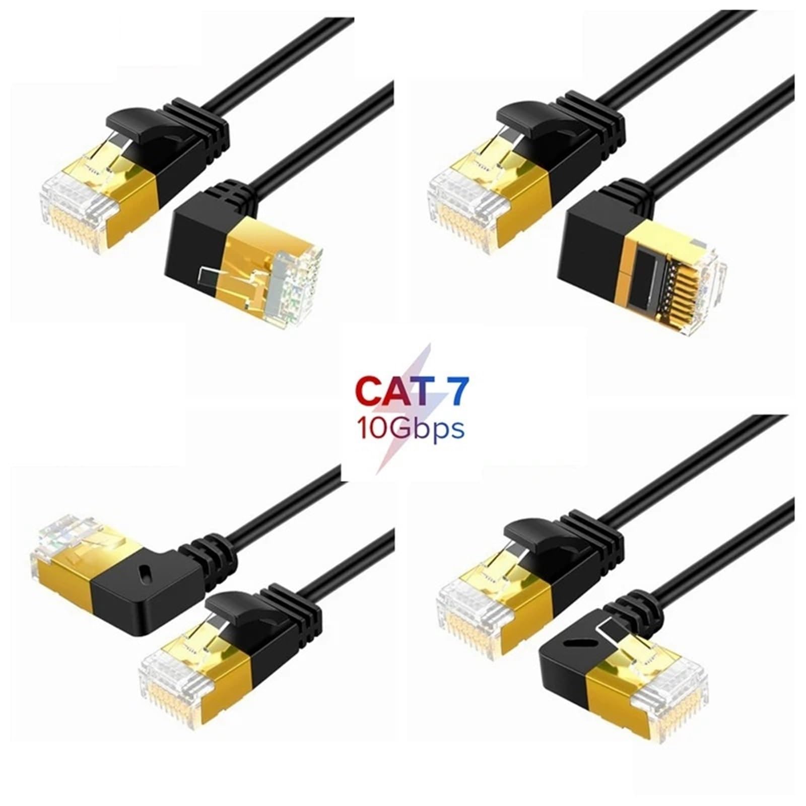 Cienki kabel Ethernet RJ45 Cat7 6 Lan, ultracienki kabel UTP RJ45, kabel sieciowy do kabla krosowego kompatybilny z Cat6, kąt prosty 90 stopni (300 cm, Cat6-Down)