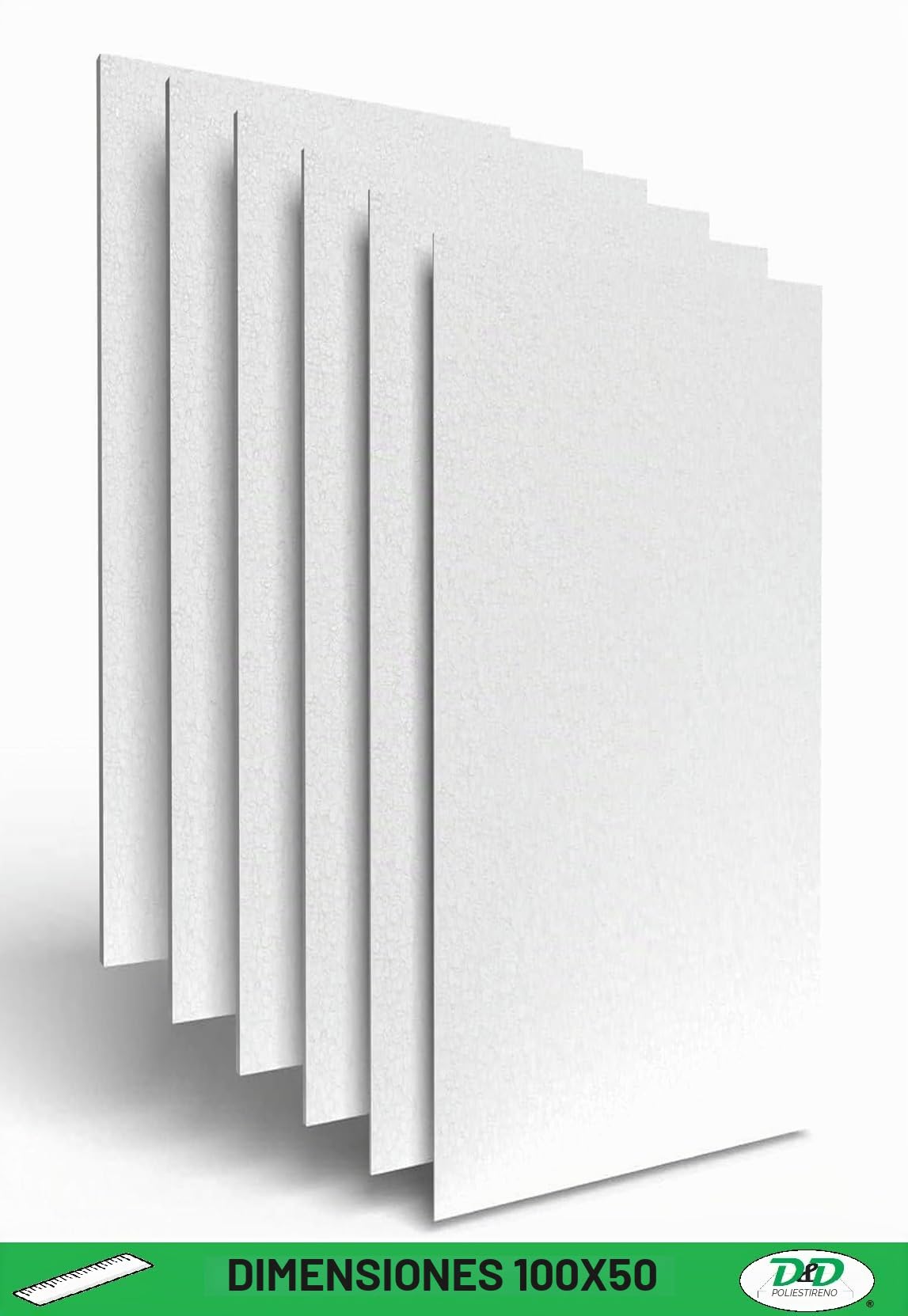 D. & D. Polistirolo® (5 losas H 2 cm) hojas de poliestireno multifunción 100 cm x 50 cm EPS 80