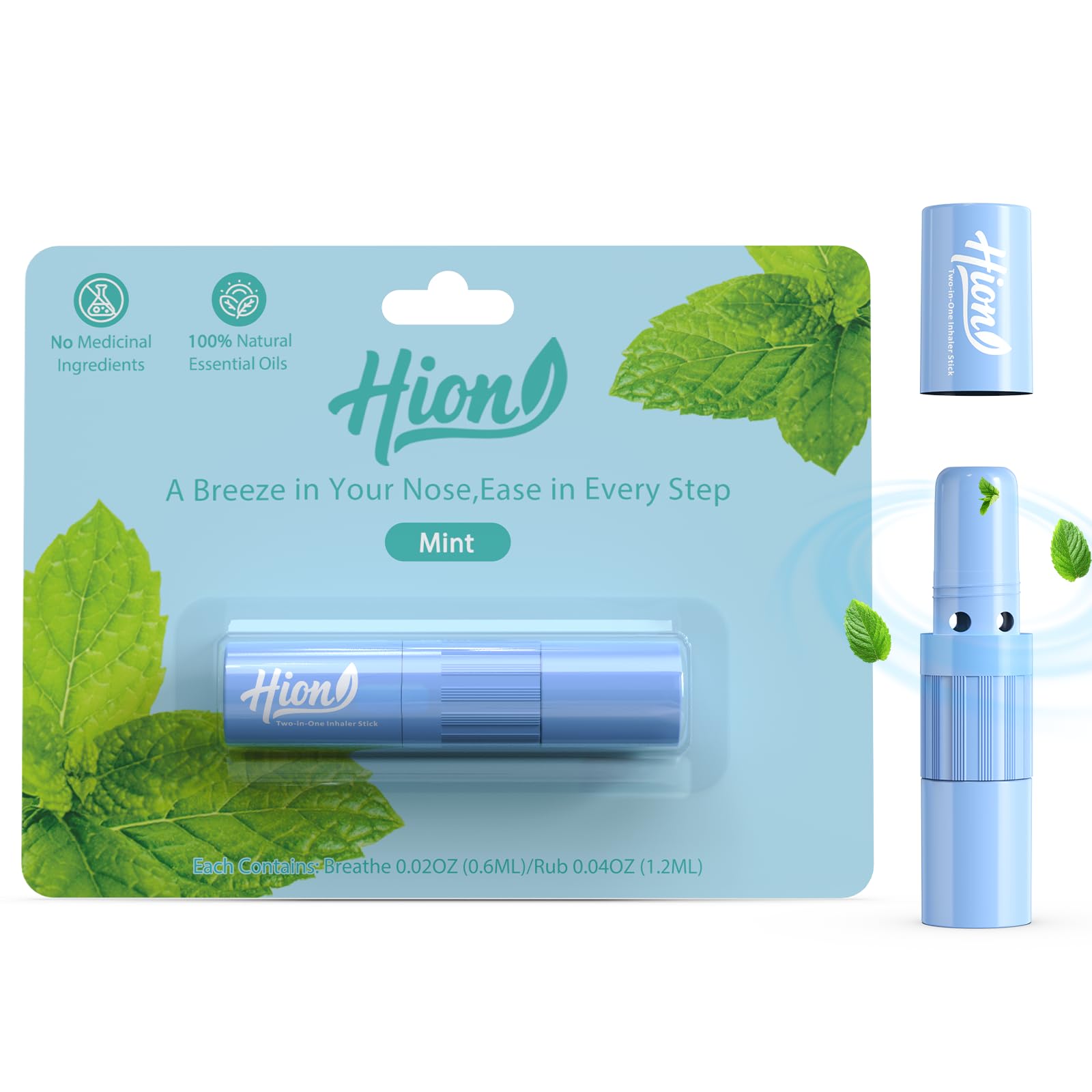 Hion Nausea Relief Inhaler Stick, Fast-Acting Motion Sickness Relief, Mint