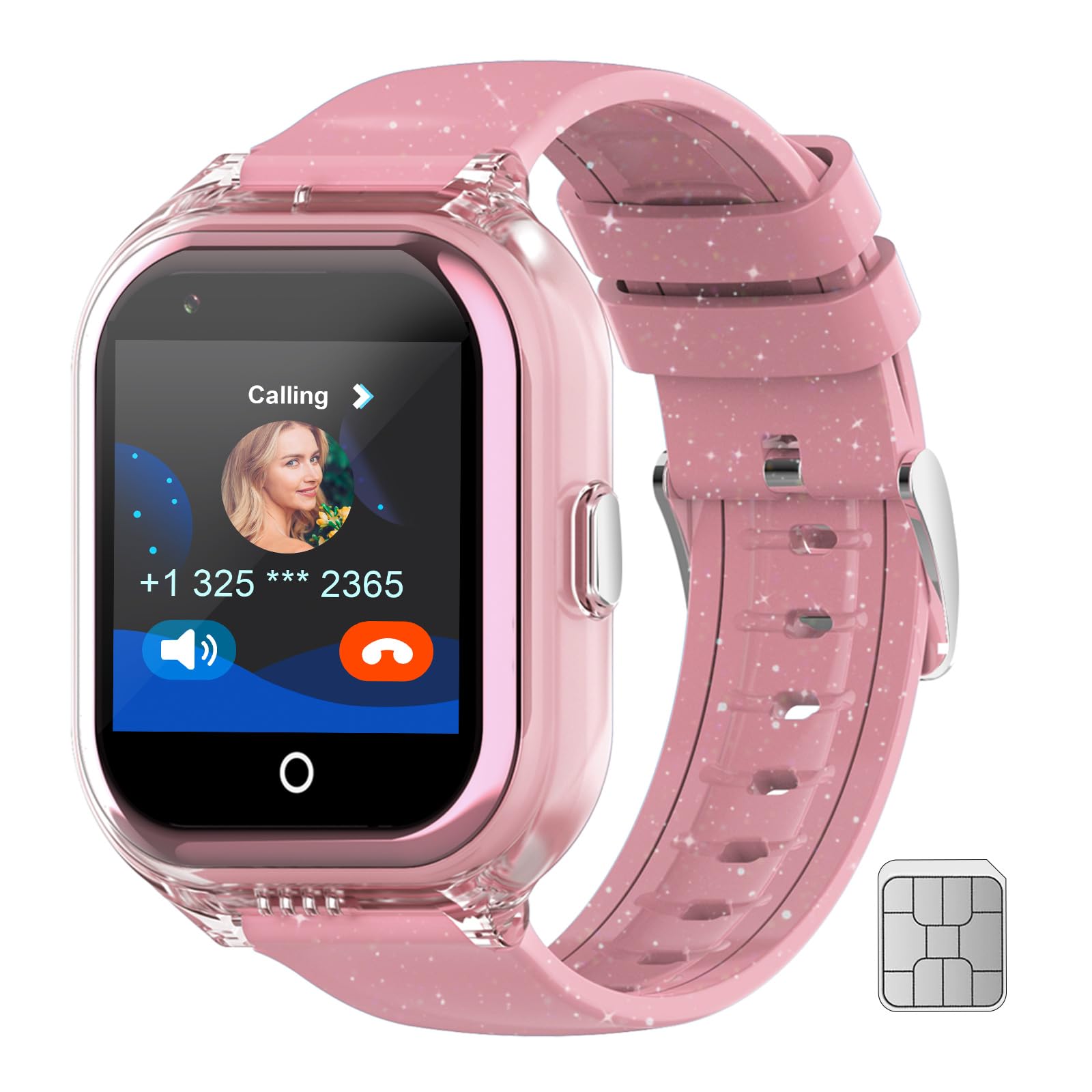 Wonlex 4G Cellular Kids Smart Watch (SIM Card Include), GPS Tracker Phone Watch Support Video Call, Voice Chat, SOS, Camera, Pedometer, Games, Alarm,