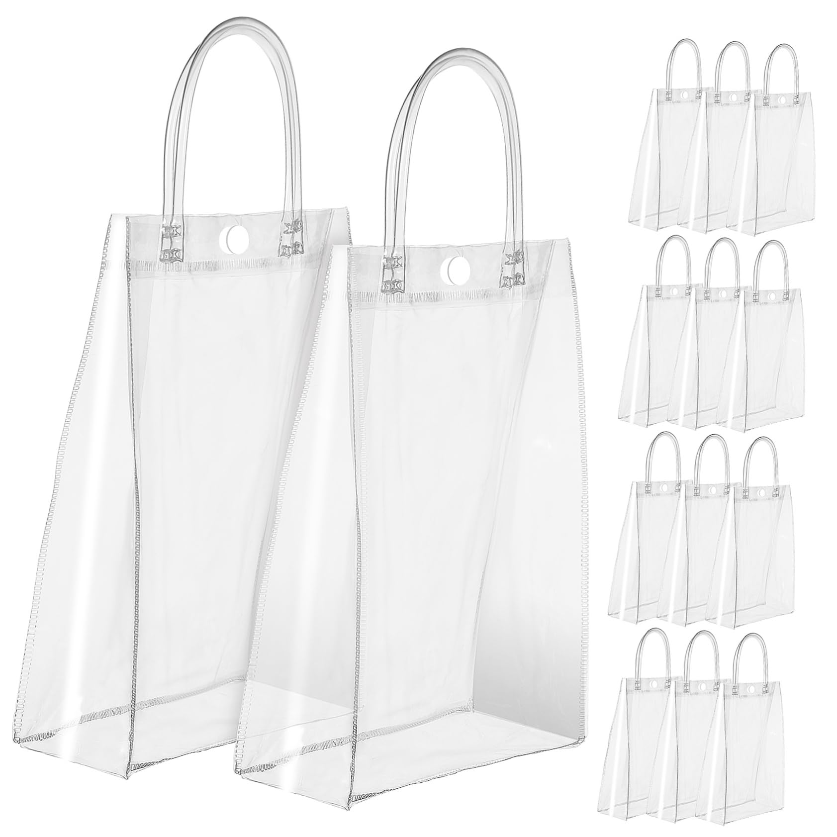 Homoyoyo 20 Bolsas Transparentes Asas de Pvc Resistentes al Desgarro para Regalos en Fiestas y Reuniones, Diseño Simple y Moderno