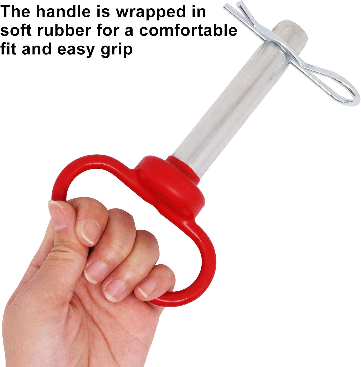 3/4 inch Trailer Hitch Pin and Clip, 3/4 x 3-3/20 inch Tractor Towing Hitch Pins Red Handle, Trailer Gate Pin for Tractors, Towing RV, Golf Cart, 2 Pack (3/4 x 3-3/20)