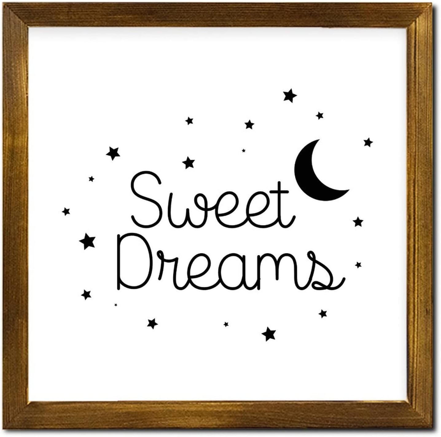 Sweet Dreams Framed Wood Sign Family Phrase Wood Sign Plaque Classic Wood Decor Farmhouse Wall Hanging Plaque for Home Bedroom Living Room Bathroom Housewarming Gift 12x12 Inch