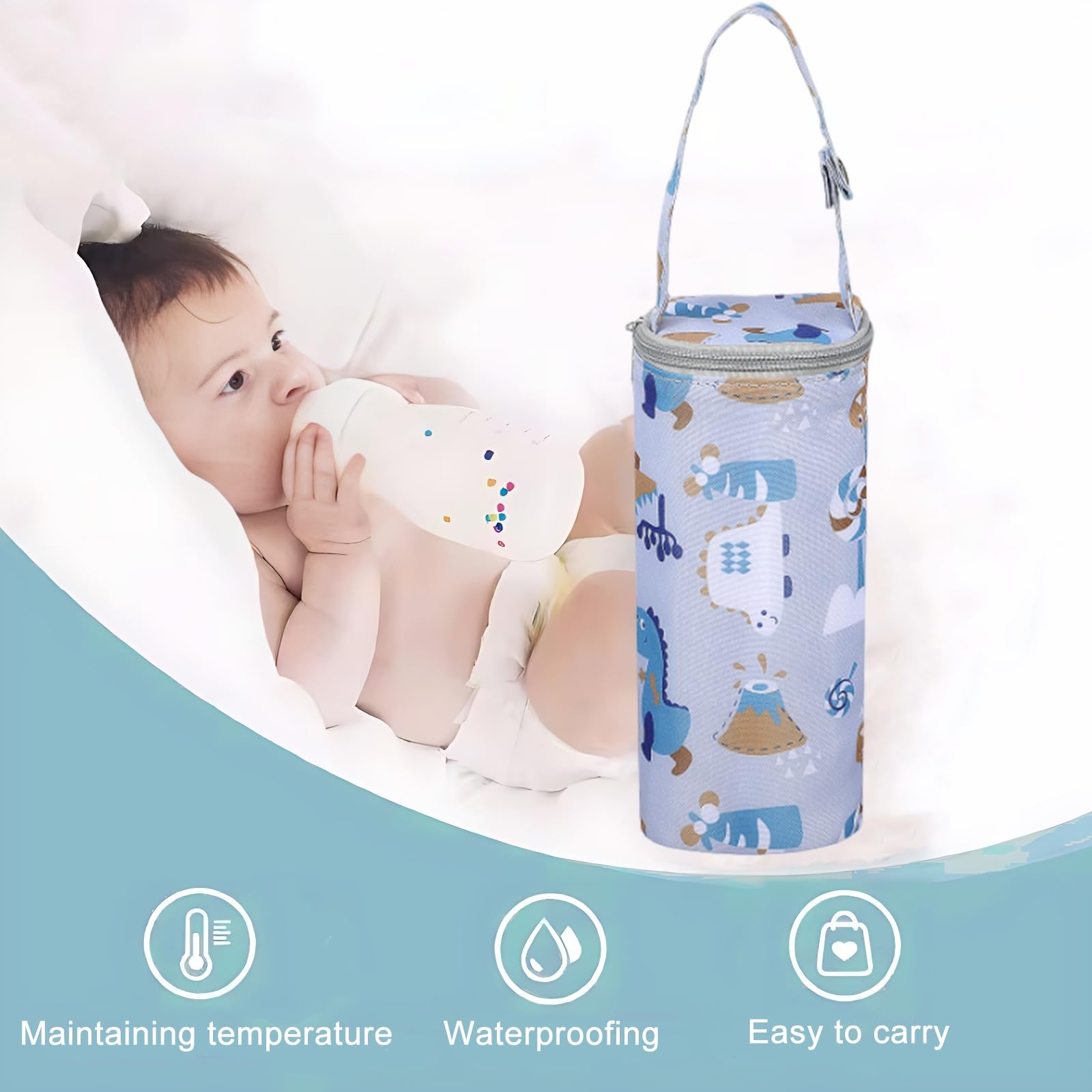 Esenlong Porta bottiglie d'acqua, bottiglia d'acqua per bambini, borsa isolante, porta bottiglia per latte, borsa termica da appendere per bottiglia d'acqua per bambini