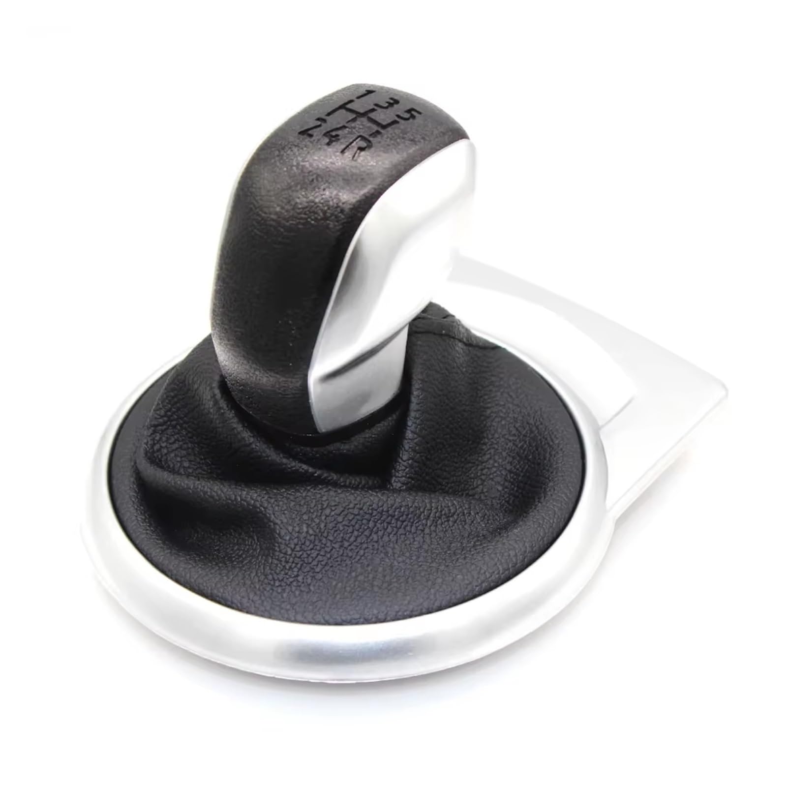 OUVECR Car Shift Gear Knob Handle for Citroen for C4 MK1 2004-2008 5 Speed Car Gear Shift Knob Gaiter Boot Cover Case Gear Shift Cover(Black Siver)