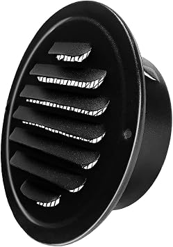 6 Inch Stainless Steel Air Vents, Black Louvered Grille Round Vent Cover Wall Ventilation Outlet Soffit Vents with Built in Screen Mesh for House Ventilation