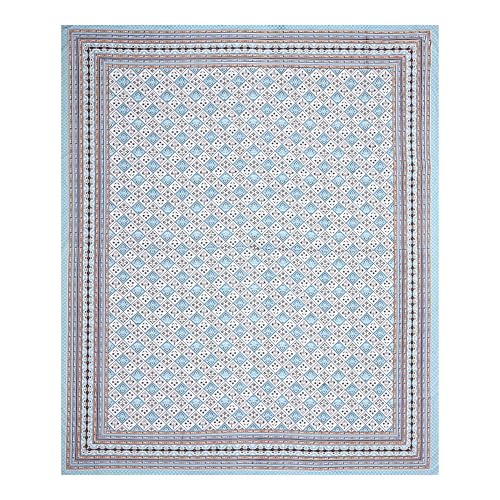 Image of India 100% Pure Cotton Jaipuri Printed Double Bedsheet with 2 Pillow Covers | Traditional Sanganeri Floral Design | Soft Breathable Fabric | King Size Bedsheet for Bedroom (Kaya40)
