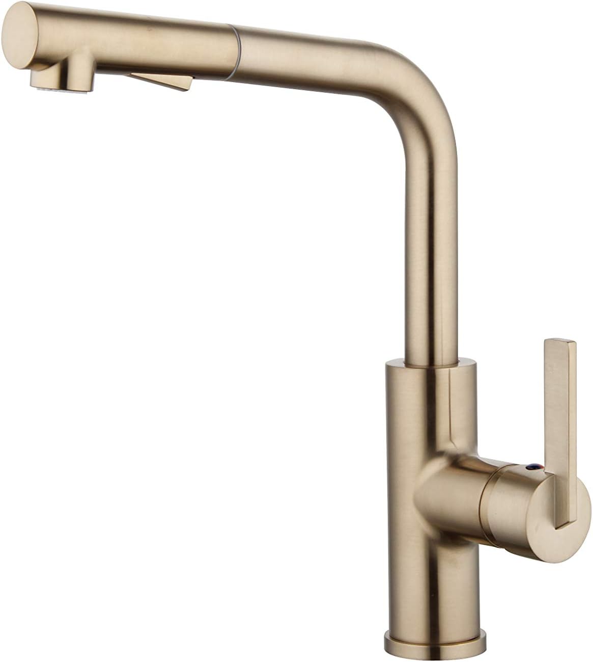 ❤ Crazy Deals Derengge KF-9001-CS Single Handle Pull-Out 1 Hole Kitchen Faucet, Meets UPC cUPC NSF AB1953 Certification,Brushed Gold Finished