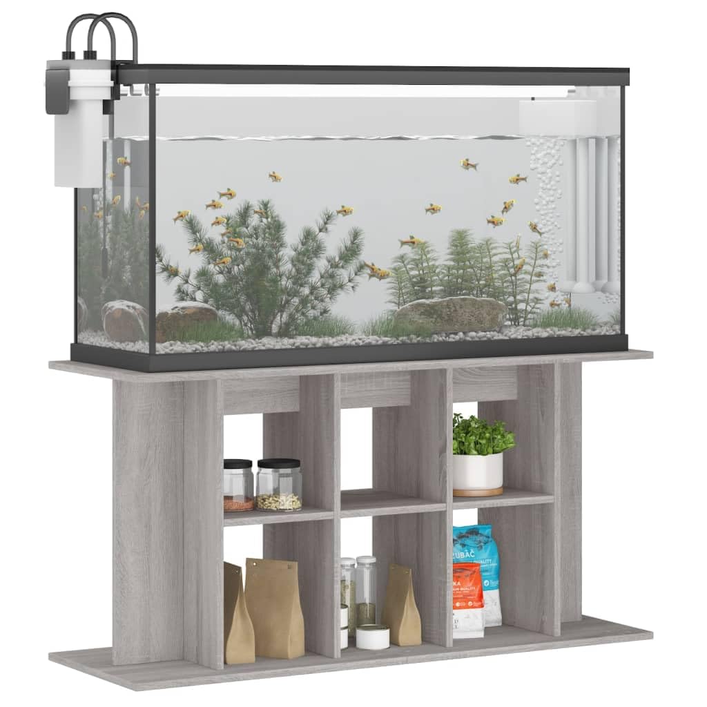 CIOURSTO Aquarium Stand Engineered Wood Fish Tank Cabinet Modern Design with Storage Stable Display for Home Decor Living Rooms (Sonoma Gray, 120 x 40 x 60 cm)