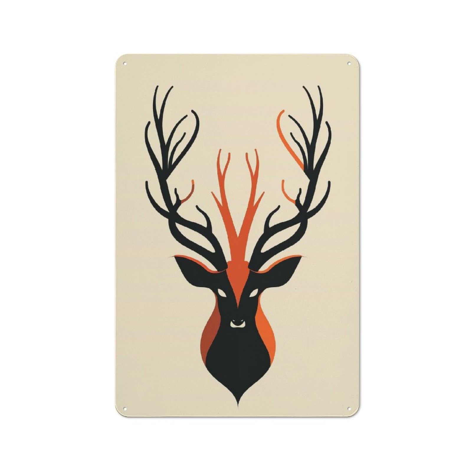 Junmoney Abstract Deer Vector Portrait With Bold Antle Rs Retro Metal Plaque 30X20cm For Living Room Or Hallway, Suited To Hallway Decor Fans