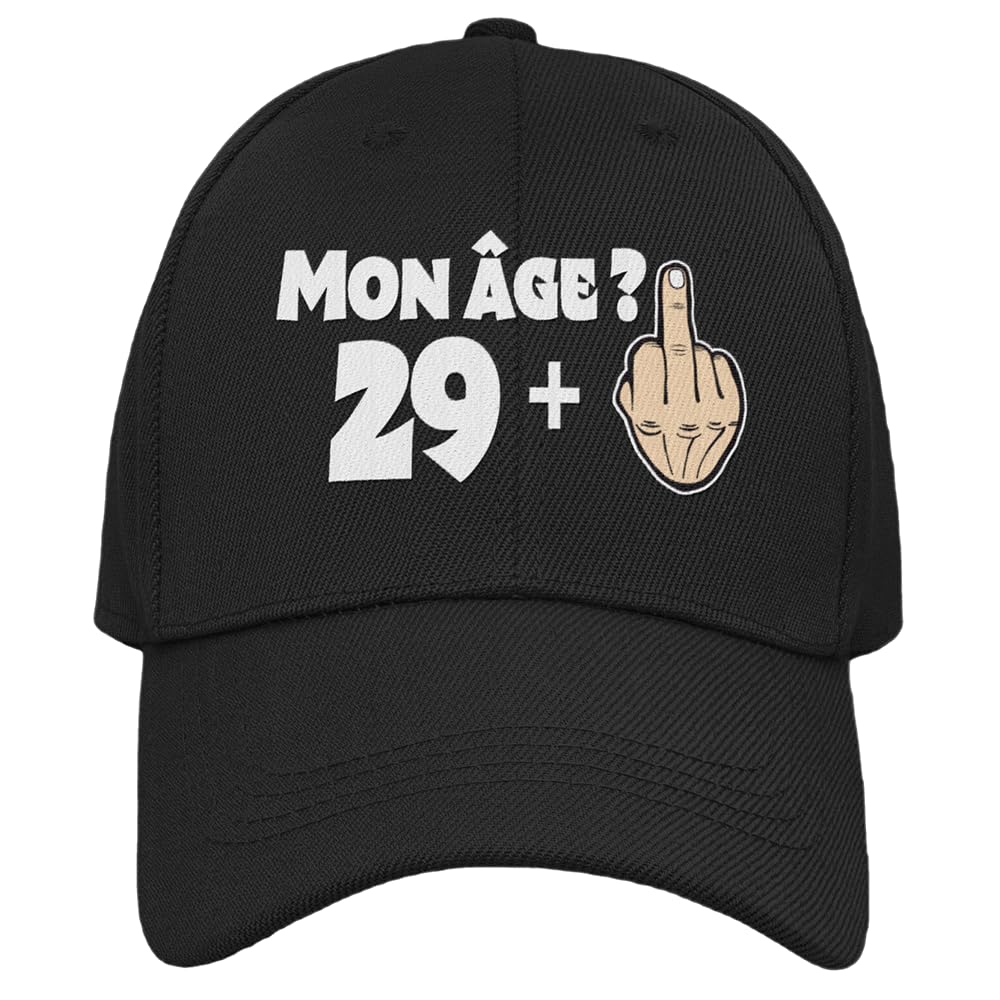 Bramart Casquette Homme Femme 29 + 1 Cadeau Anniversaire 30 Ans Idées Originales Cadeaux Âge pour Lui pour Elle Taille Unique Casquette Noire à Visière