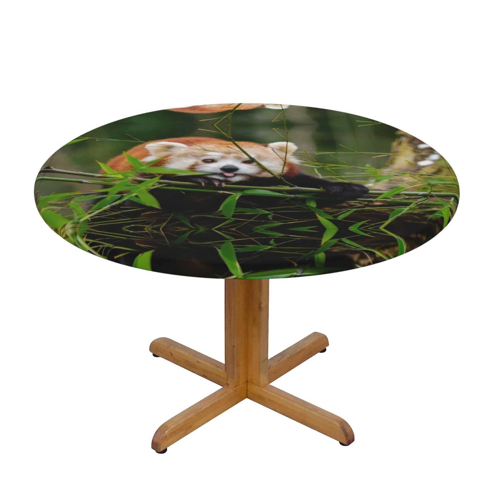 ZQYTGFDC Little Red Panda M Decorative Round Tablecloth Waterproof Anti Stain Oil Proof Size for 40 50 inch