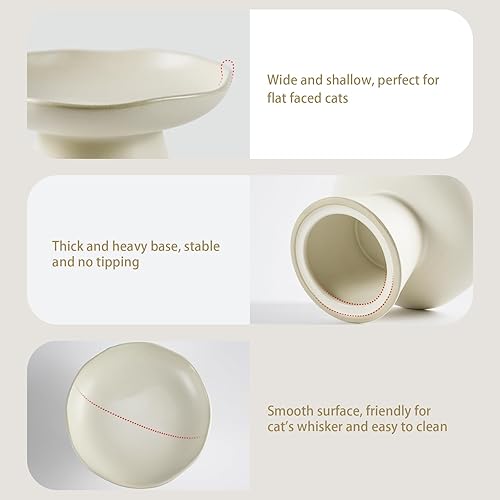 Miniatura 2 de Cuenco elevado extra ancho de 6.1 pulgadas para comida, cuenco elevado de cerámica poco profundo para gatos, antivómitos, sin estrés, fatiga de