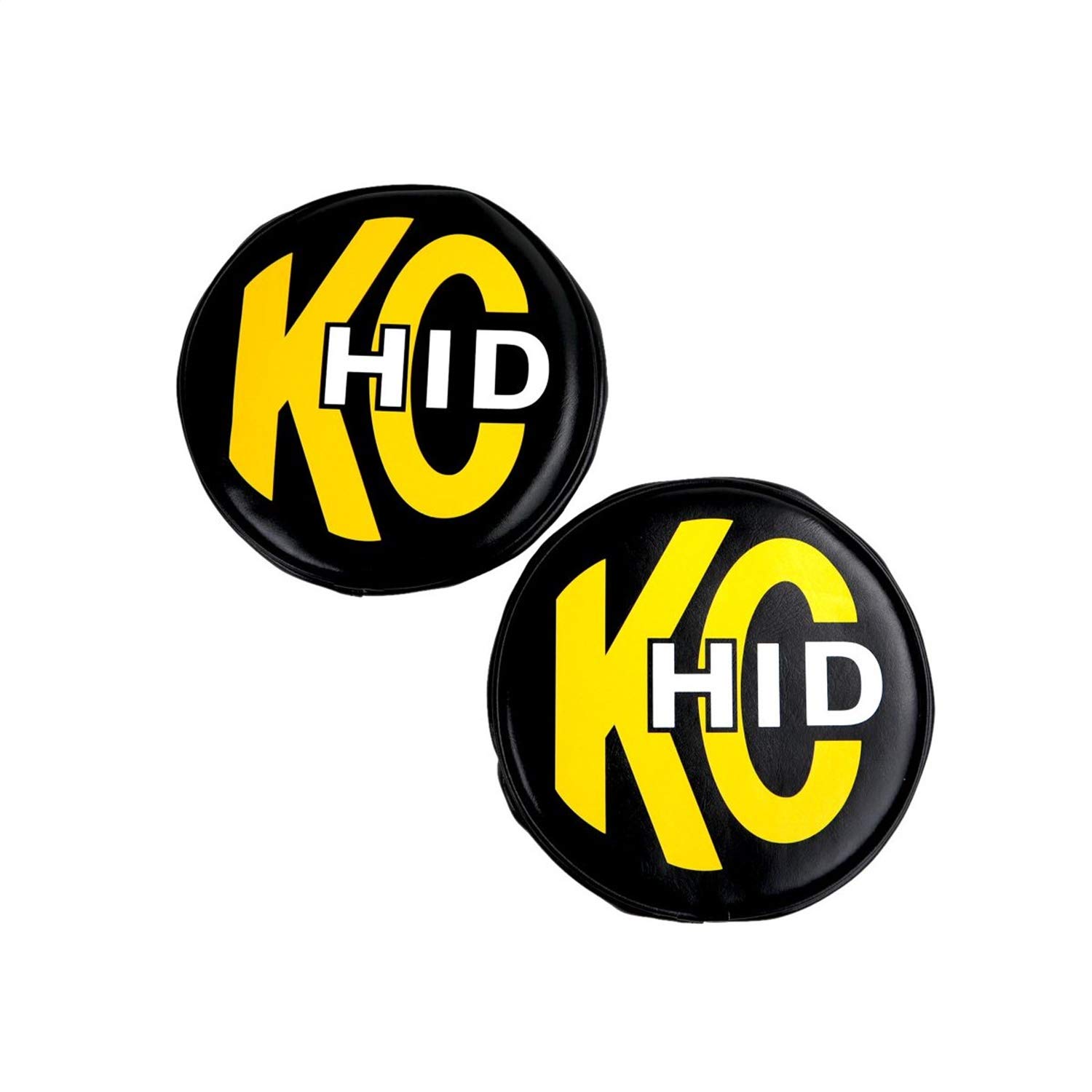 KCHiLiTES "8"" Light Cover - Soft Vinyl - Pair - Black w/Yellow KC HID Logo (5818)
