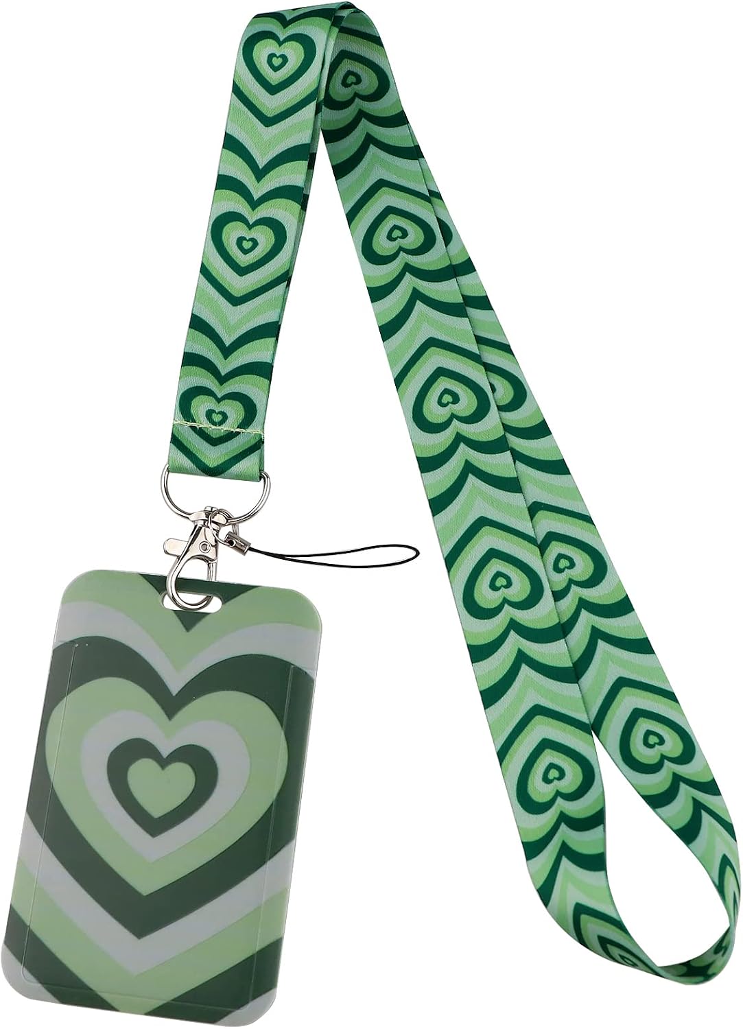 Green Heart Lanyard with Badge Holder, DMLSKY Lanyards for ID Badges Waterproof Nametag Card Holder Vertical