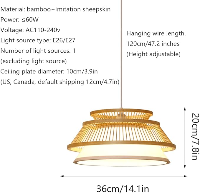 STARZE Moderne Bamboe Hanglampen Geweven Rotan Verlichtingsarmatuur Pasen Decoraties Kroonluchter Lamp Bamboe Rieten Hanglampen Mand Lichtpunt Voor Eetkamer, Woonkamerbar photo 3