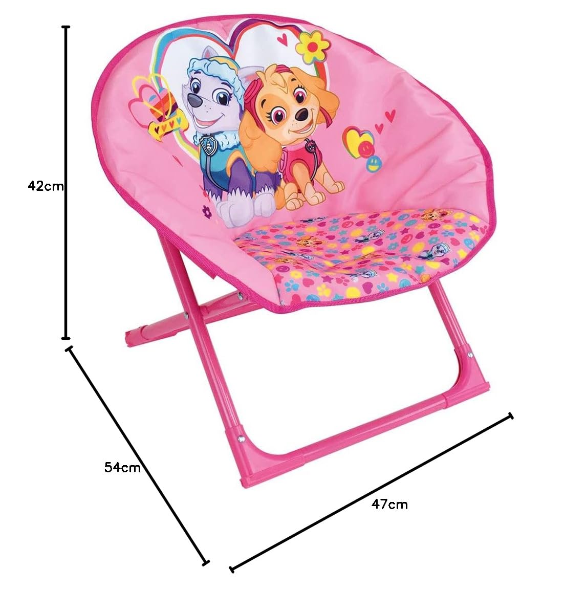 Sedia Pieghevole Bambina PAT'PATROUILLE - Con Ombrellone, Rosa, Stella E Everest - Foto 3