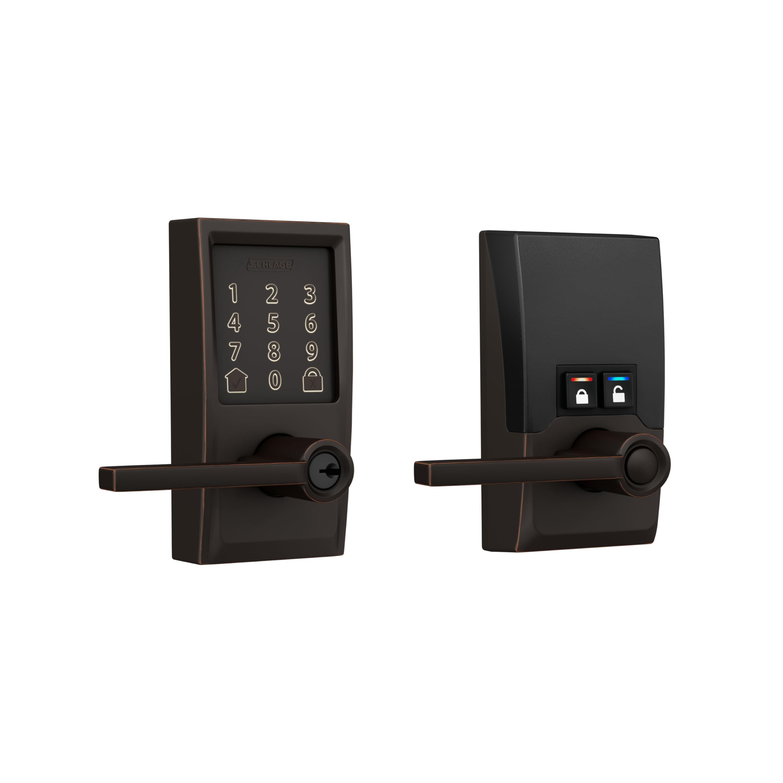 Schlage Encode Smart WiFi Lock, Lever Handle, Century Trim, Aged Bronze
