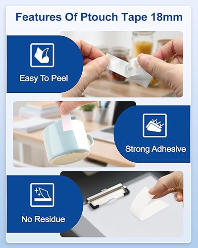 Vista 49 de Cinta para etiquetadora de 0.354 in TZe-221 de repuesto para Brother TZe TZ Cinta laminada de 0.354 in 0.35 pulgadas (negro sobre blanco) P Touch